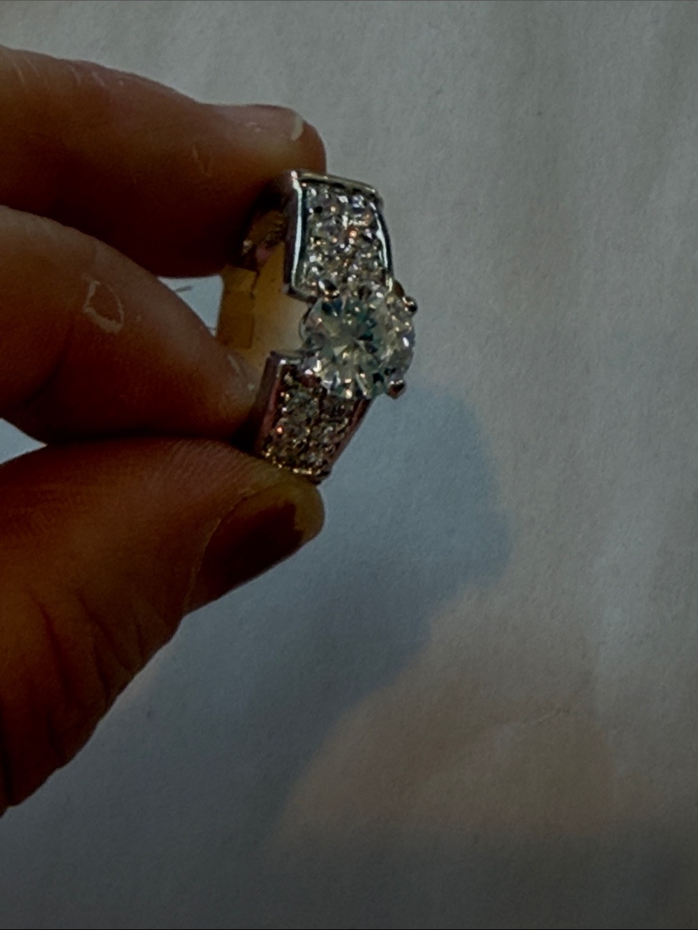 Silver-Tone Cubic Zirconia Statement Ring - Sparkling White size 7 18KGE